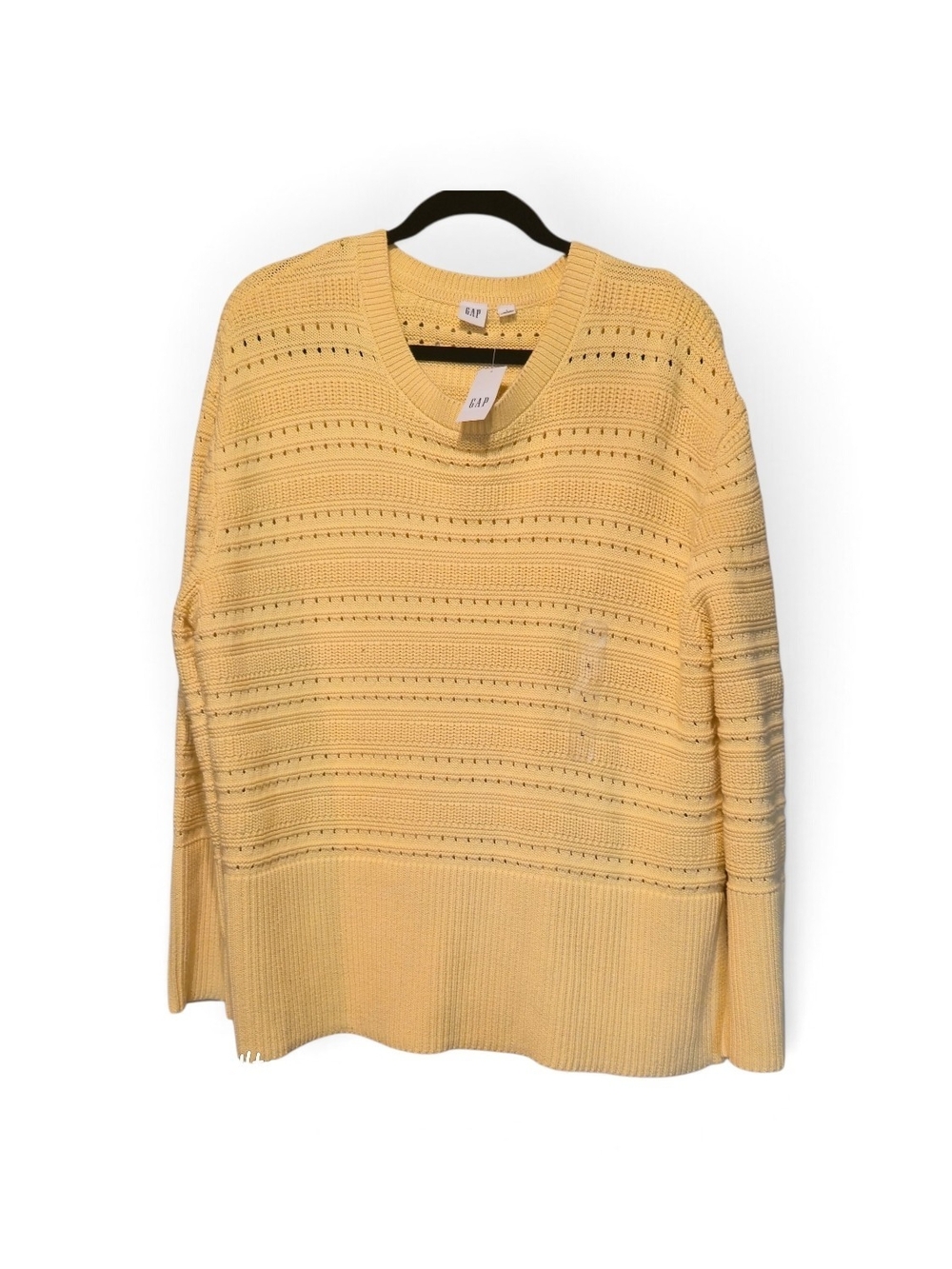 GAP Yellow Open-Knit V-Neck Sweater
